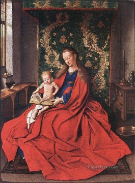  leyendo Pintura - Virgen con el Niño leyendo Renacimiento Jan van Eyck
